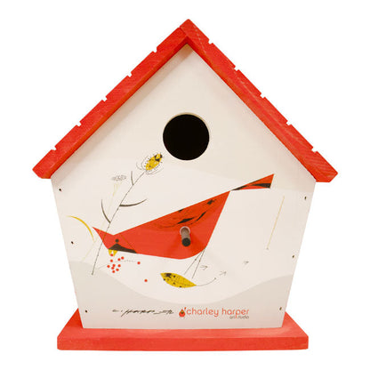 Charley Harper Hanging Bird House, Cardinal Print