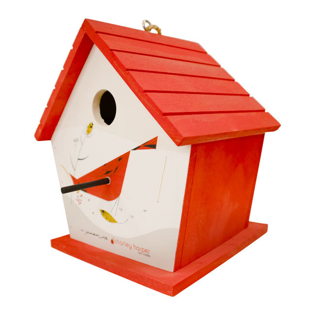 Charley Harper Hanging Bird House, Cardinal Print