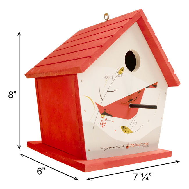 Charley Harper Hanging Bird House, Cardinal Print