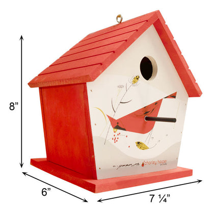 Charley Harper Hanging Bird House, Cardinal Print