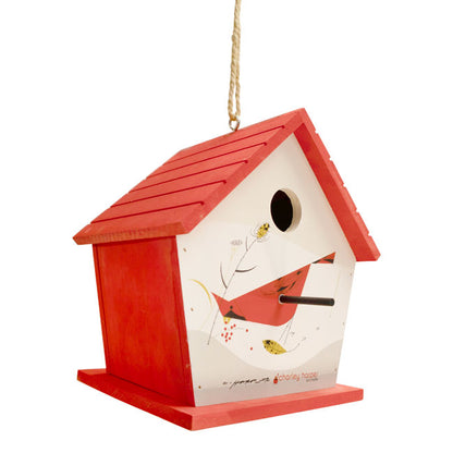 Charley Harper Hanging Bird House, Cardinal Print