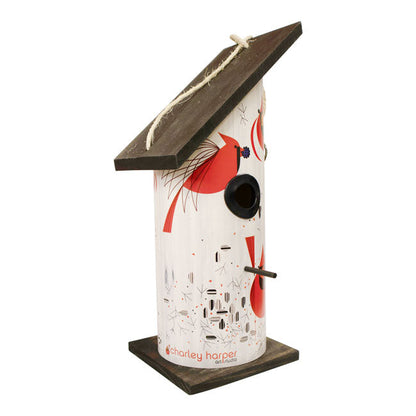Charley Harper Cardinal Log Hanging Bird House, Large