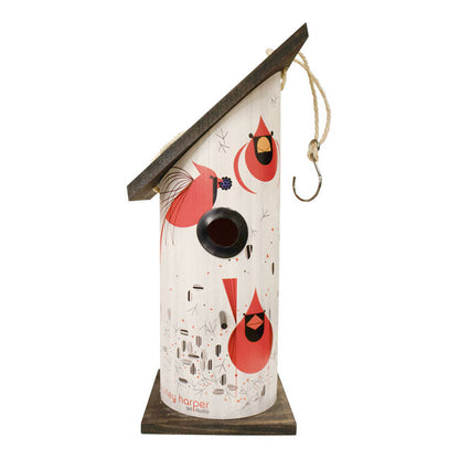 Charley Harper Cardinal Log Hanging Bird House, Large