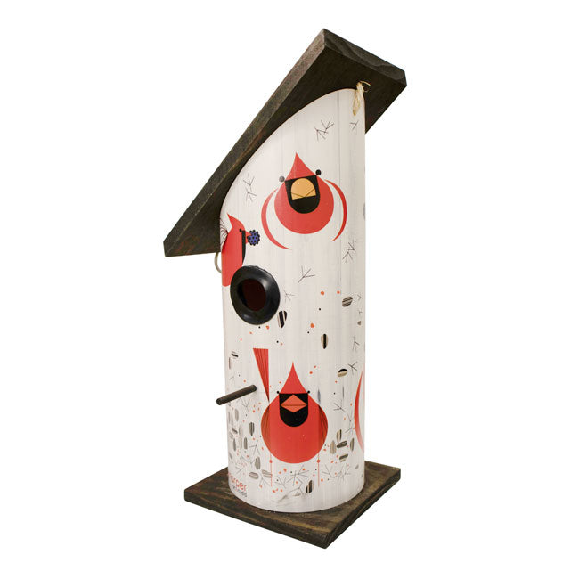Charley Harper Cardinal Log Hanging Bird House, Large