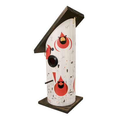 Charley Harper Cardinal Log Hanging Bird House, Large