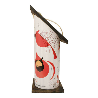 Charley Harper Cardinal Log Hanging Bird House, Large
