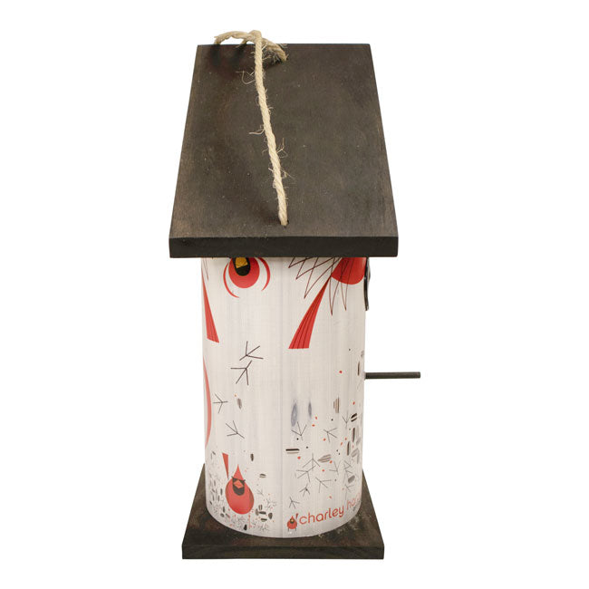 Charley Harper Cardinal Log Hanging Bird House, Large