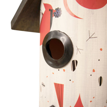 Charley Harper Cardinal Log Hanging Bird House, Large