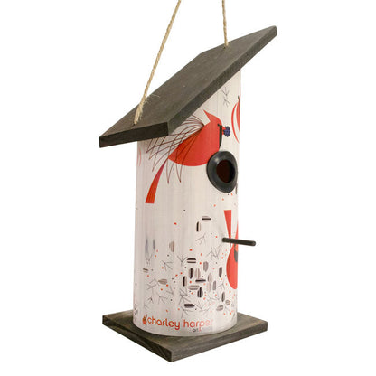 Charley Harper Cardinal Log Hanging Bird House, Large