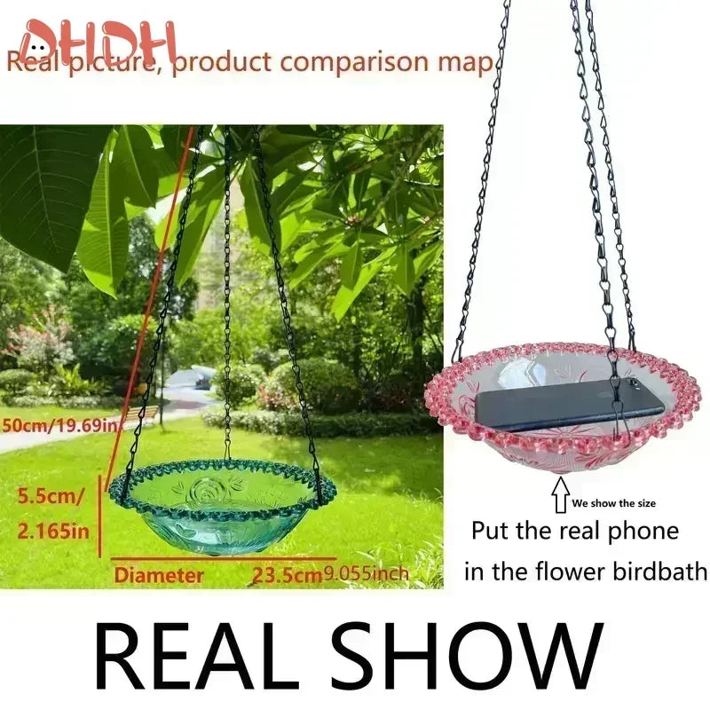 Hanging Bird Bath Bowl — Flower Shape, One or Two Tiers, 4 Colours