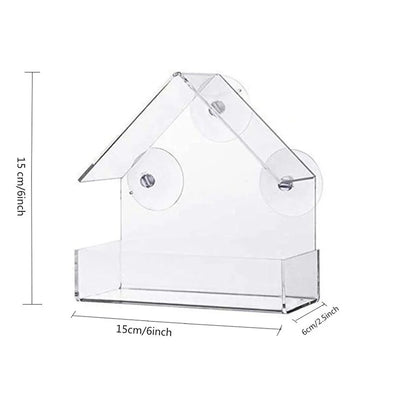 House Window Bird Feeder — Clear Acrylic with 3 Suction Cups