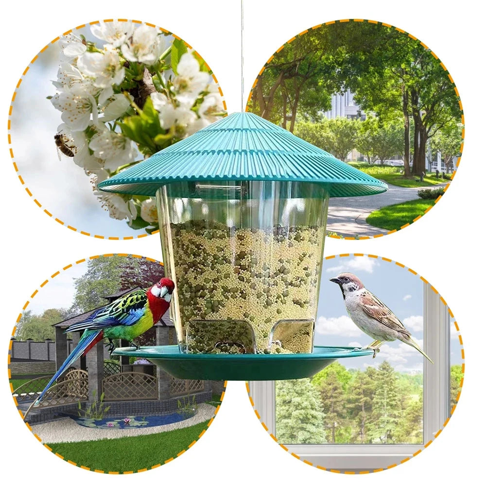 Large Capacity Hanging Bird Feeder — 2.6 lb, Twist-Lock Lid, 3 Colours