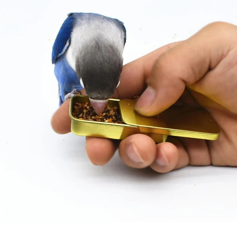 Bird Training Treat Tin — Hinged Pocket Tin for Parrot Training
