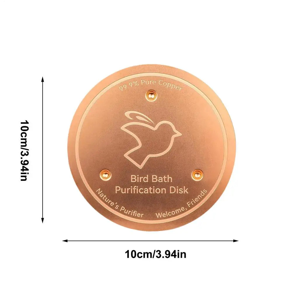 Copper Bird Bath Disk — Keeps Water Clear Without Chemicals