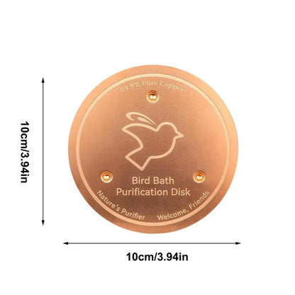 Copper Bird Bath Disk — Keeps Water Clear Without Chemicals