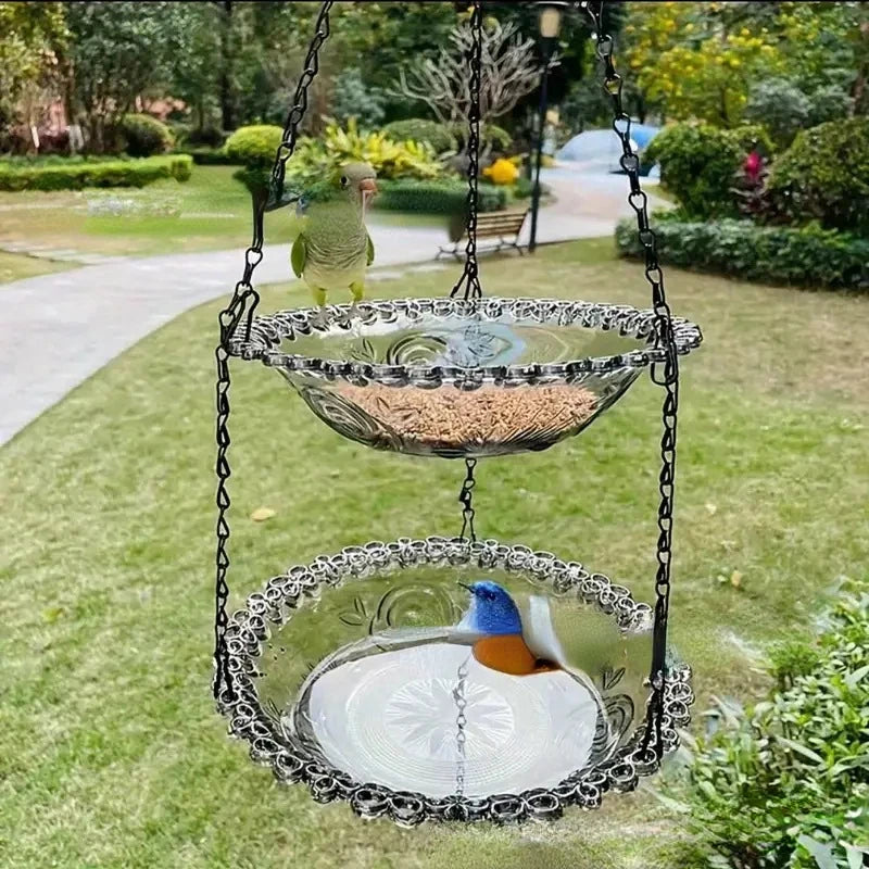 Hanging Bird Bath Bowl — Flower Shape, One or Two Tiers, 4 Colours
