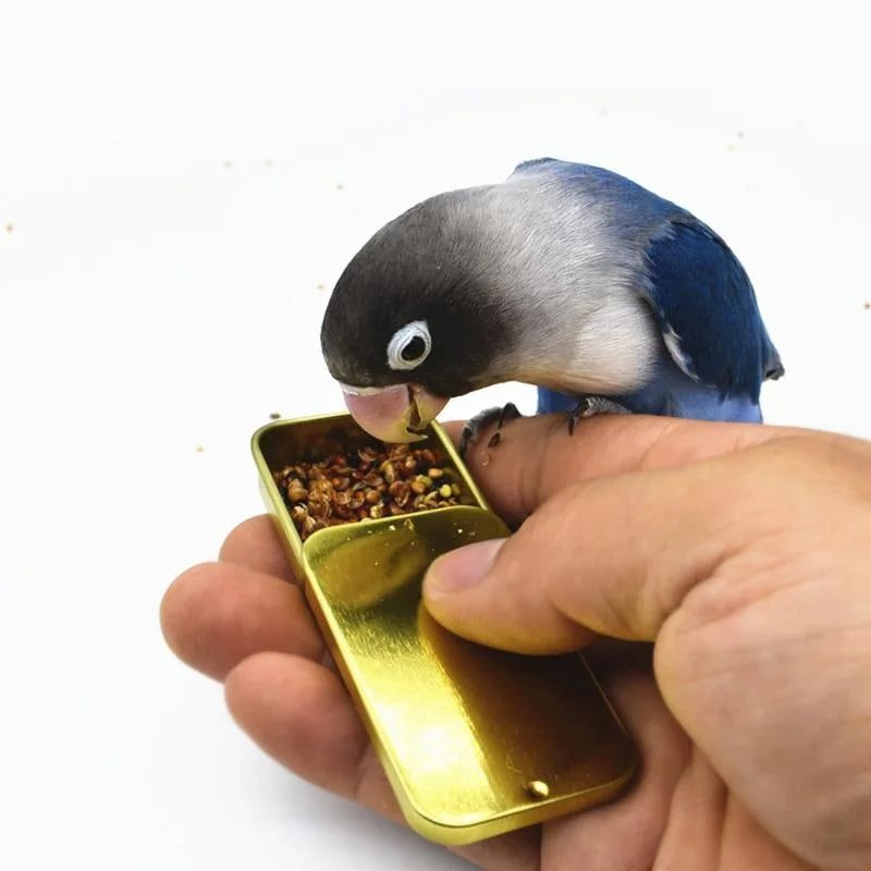 Bird Training Treat Tin — Hinged Pocket Tin for Parrot Training