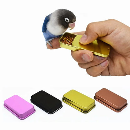 Bird Training Treat Tin — Hinged Pocket Tin for Parrot Training