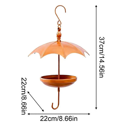 Gold Umbrella Bird Feeder — Iron Hanging Feeder with Rain Guard