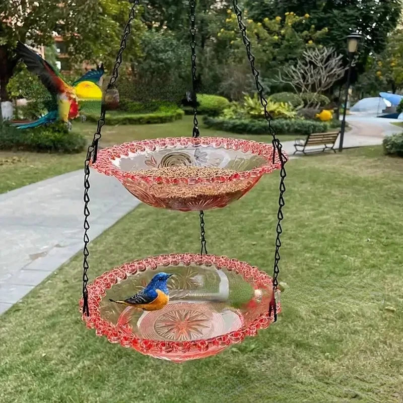 Hanging Bird Bath Bowl — Flower Shape, One or Two Tiers, 4 Colours