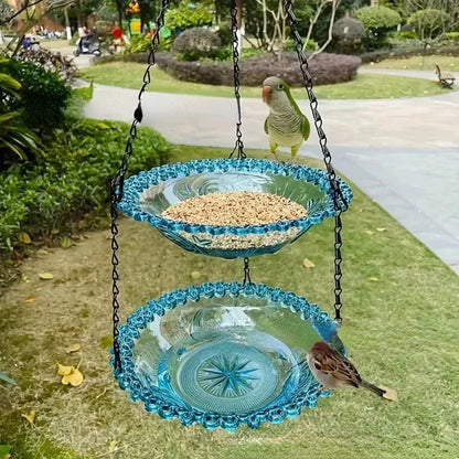 Hanging Bird Bath Bowl — Flower Shape, One or Two Tiers, 4 Colours