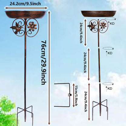 Cast Iron Bird Bath and Feeder — Detachable Garden Bowl