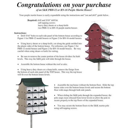 Purple Martin 12 Room House