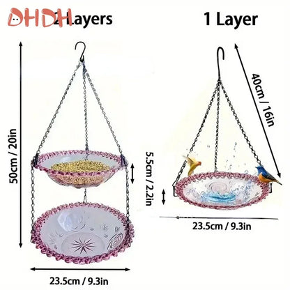 Hanging Bird Bath Bowl — Flower Shape, One or Two Tiers, 4 Colours