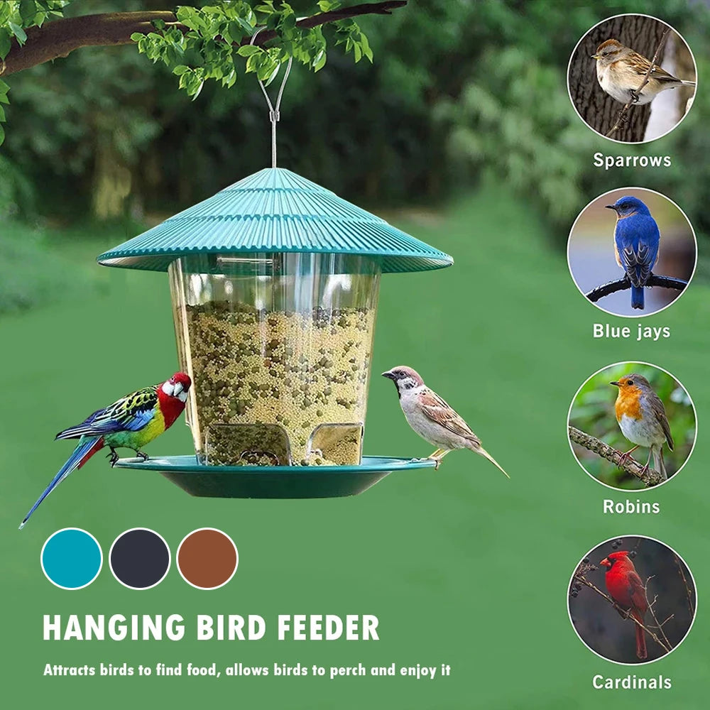 Large Capacity Hanging Bird Feeder — 2.6 lb, Twist-Lock Lid, 3 Colours