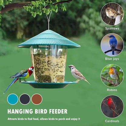 Large Capacity Hanging Bird Feeder — 2.6 lb, Twist-Lock Lid, 3 Colours