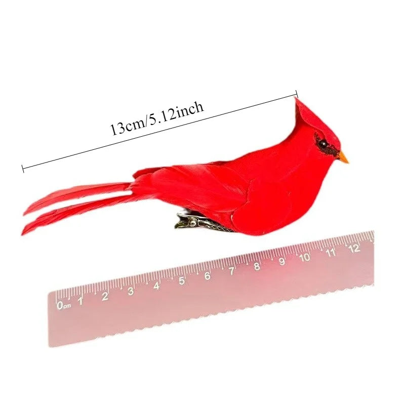Artificial Red Birds — Set of 3 Clip-On Garden and Tree Ornaments