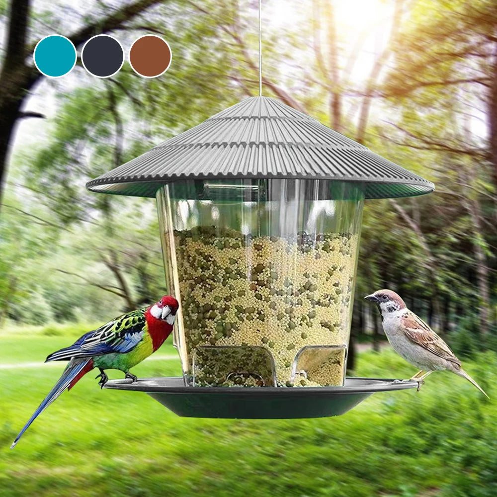 Large Capacity Hanging Bird Feeder — 2.6 lb, Twist-Lock Lid, 3 Colours