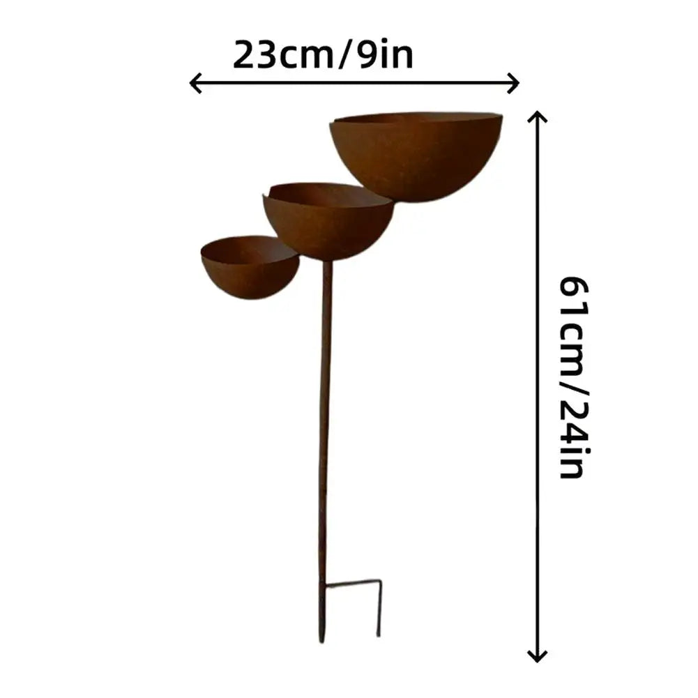 Tiered Bird Bath Stake — 3-Level Rain Collector for Garden Beds