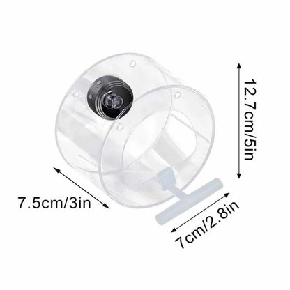 Dimensions of the round mini bird feeder: 5 in tall, 3 in wide, 2.8 in deep