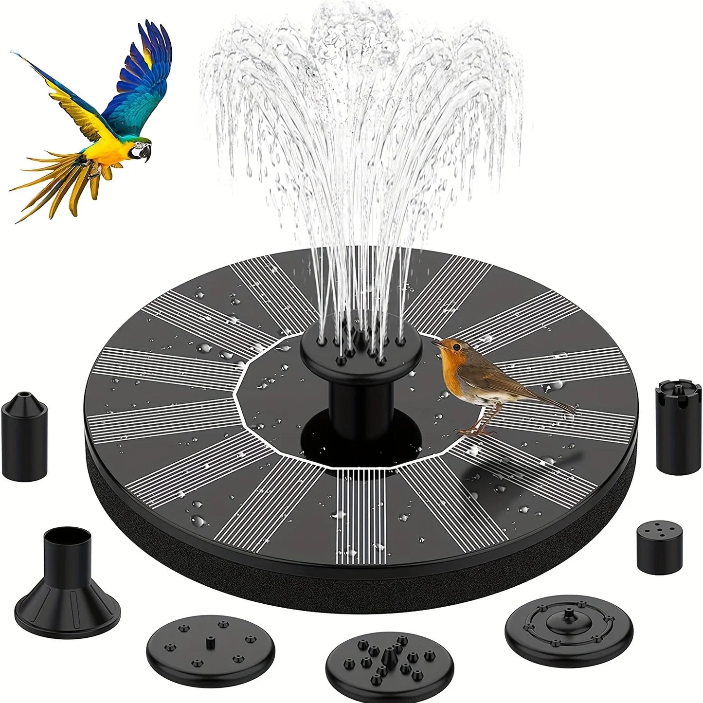 Hanging Bird Bath with Fountain — 12 in Bowl, Solar Pump Included