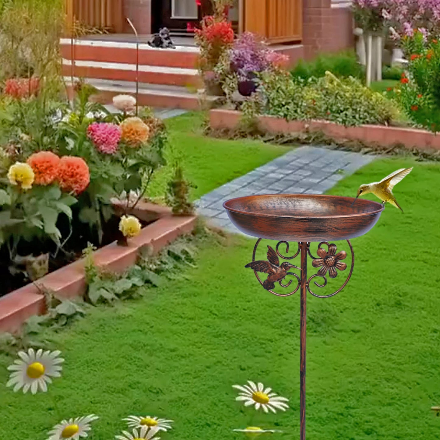 Cast Iron Bird Bath and Feeder — Detachable Garden Bowl