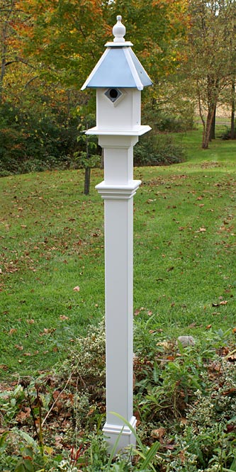 Carriage Bird House and Decorative Mounting Post