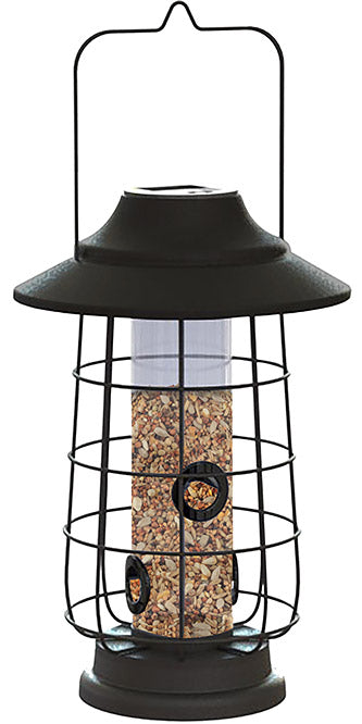 Modern Farmhouse Solar Lantern Tube Bird Feeder