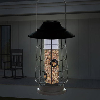 Modern Farmhouse Solar Lantern Tube Bird Feeder