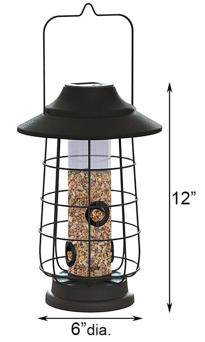 Modern Farmhouse Solar Lantern Tube Bird Feeder