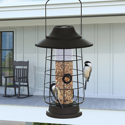 Modern Farmhouse Solar Lantern Tube Bird Feeder
