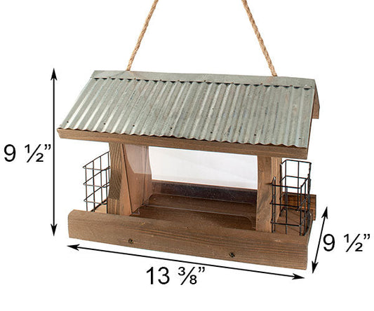 Rustic Farmhouse Ranch Seed and Suet Bird Feeder