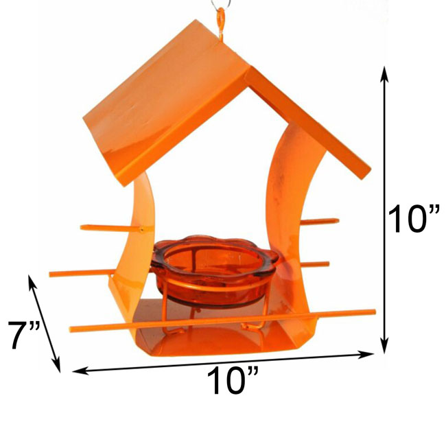 Orange Metal Six Station Oriole Feeder