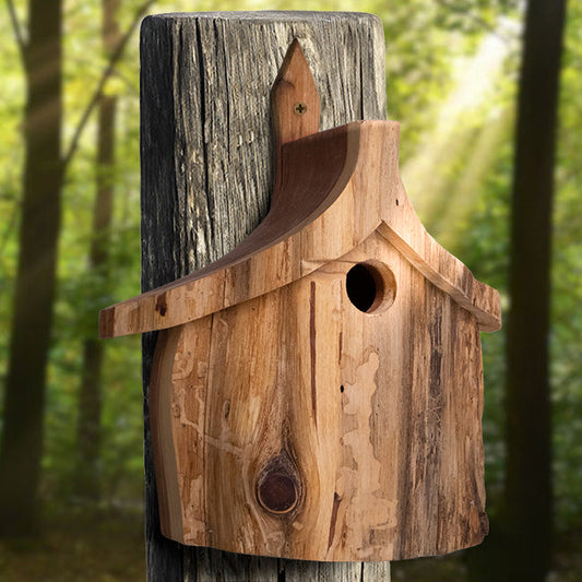 Rustic Handmade Bird House with Finish - BIRDLOVER