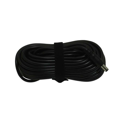 Coiled black cable on a white background
