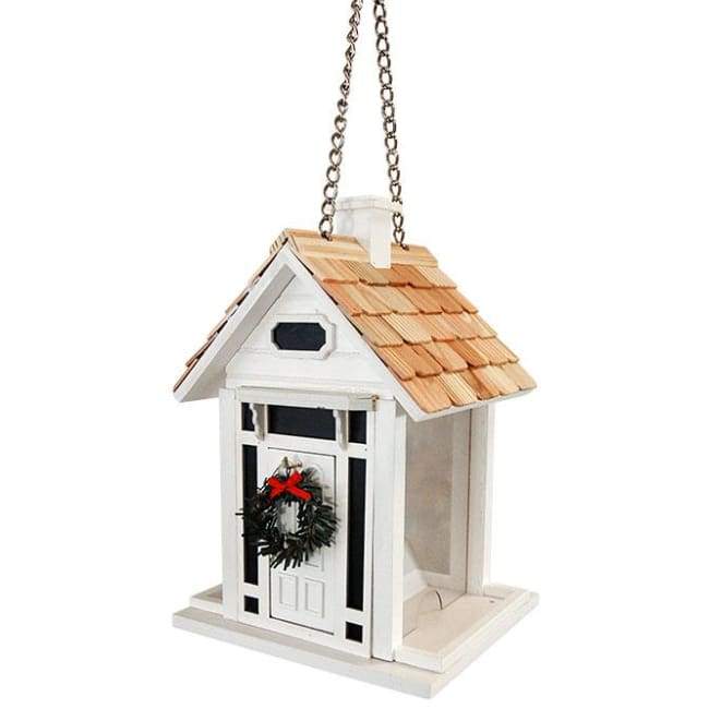 Christmas Cottage Bird Feeder, White