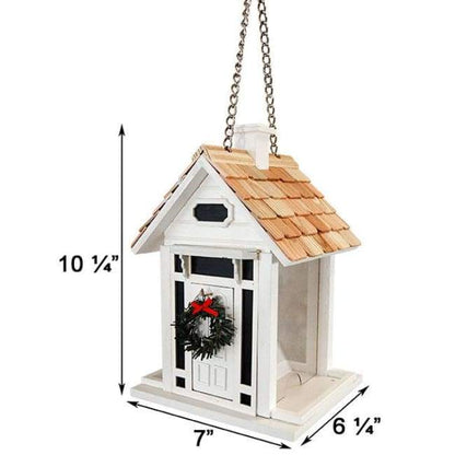 Christmas Cottage Bird Feeder, White