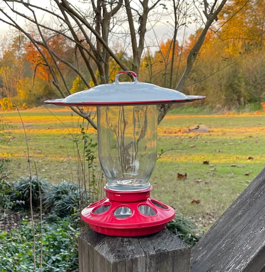 Birdfeeder quart capacity birdfeeder red and white birdfeeder - BIRDLOVER