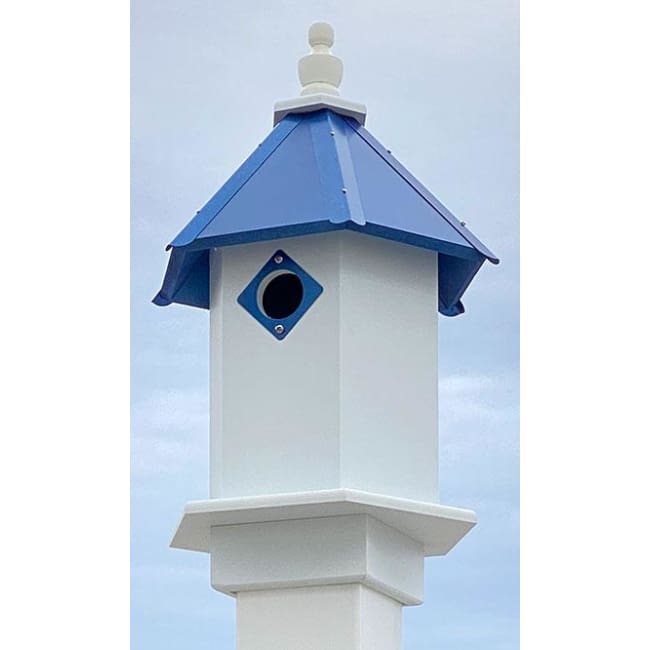 Bluebird Hexagonal Bird House with Cobalt Blue Roof