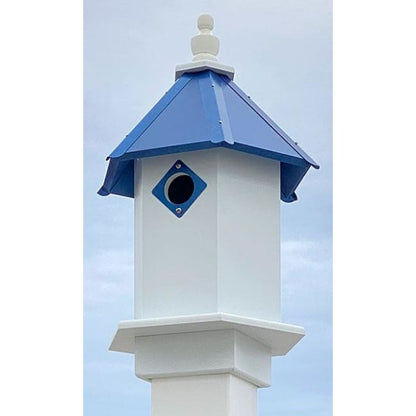 Bluebird Hexagonal Bird House with Cobalt Blue Roof
